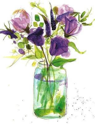 Gina B. Designs Purple Bouquet Floral Boxed Note Cards- Set of 8 with Purple Envelopes