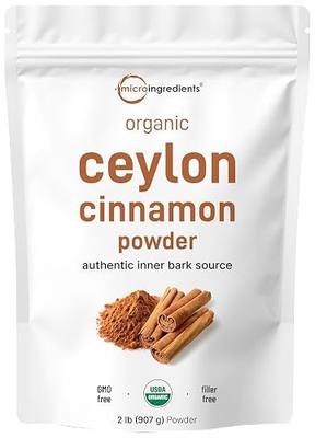 Micro Ingredients Organic Ceylon Cinnamon Powder, 2 lb Sri Lanka Source | True Cinnamon for Spice & Seasoning | Great for Baking, Cooking, & Drinks | Additive Free, Non-GMO