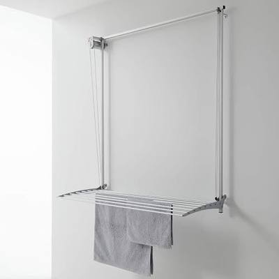 foxydry Wall, Pull Down wall Mounted Drying Rack, Foldable, 43 in | made of aluminum and stainless steel, rustproof, vertical wall drying rack, indoor and outdoor use, supports 10 kg, gray