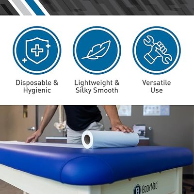 BodyMed Standard Headrest Paper Rolls for Chiropractic Exam Table, Smooth White, 8.5-Inch x 225-Feet, 25 Rolls – Disposable Paper Rolls for Medical Office, Chiropractor, Spa Use