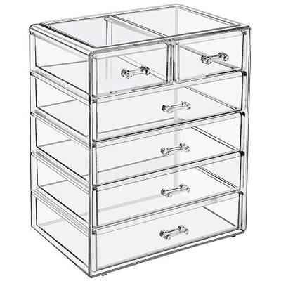 Sorbus Acrylic Makeup Organizer Set, 6-Drawer Vanity & Countertop Cosmetic Storage with Small & Wide Drawers, Clear Makeup Storage for Brushes, Lipsticks, Jewelry – Holiday Gift for Women & Teens