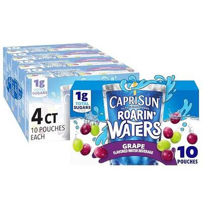 Capri Sun Roarin' Waters, 40 ct Pack Grape, 4 Boxes of 10 Pouches