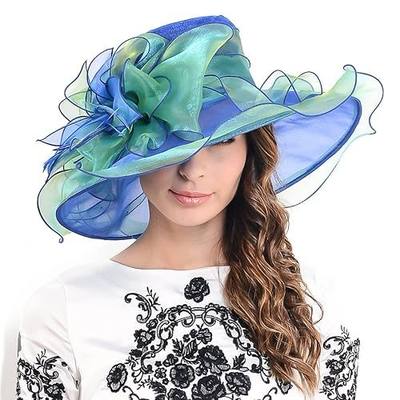 Ladies Kentucky Church Derby Hat Wide Brim Leaf Flower Bridal Dress Hat s037