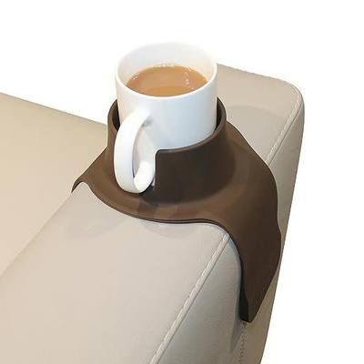 HIT PRODUCTS CouchCoaster® - Original & Patented Armrest Couch Cup Holder, Mocha Brown - A Weighted, Silicone, Anti Slip Coaster Stops Spills On Your Sofa, Armchair Or Recliner & Keeps Drinks in Reach