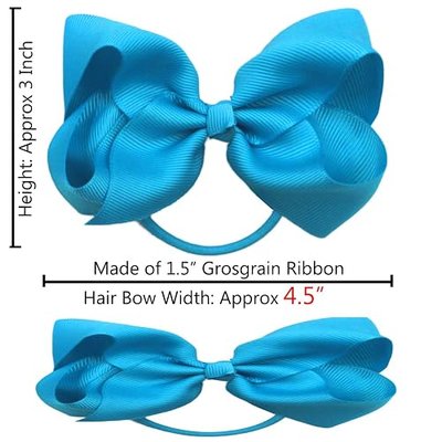 CÉLLOT 40Pcs 4.5 Inches Boutique Pops Hair Bows Elastic Hair Ties Grosgrain Ribbon Big Cheer Bow Ponytail Holder Rubber Hair Bands for Baby Girls In Pairs