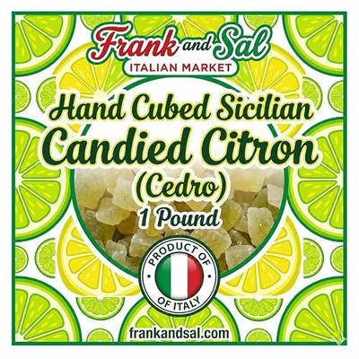 Hand Cubed Sicilian Candied Citron (Cedro) 1 Pound Container Fresh Never Pre Packaged