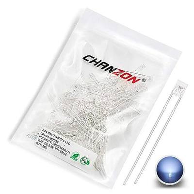 CHANZON 100 pcs 2x3x4 White LED Diode Lights 234 (DC 3V 20mA) | (Square Clear Transparent) Bright Lighting Bulb Lamps Electronics Components Indicator Light Emitting Diodes DIY PCB Arduino