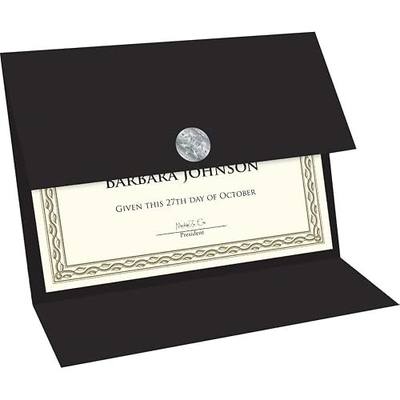 Geographics Tri Fold Black Certificate Holder, Linen Texture, 9.25" x 12.5", 5/Pack (47838) | 8x10 certificate holder trifold 25 pack, 9.25" x 12.5", trifold certificate holder, linen certificate covers, trifold folders
