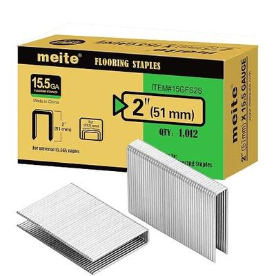 meite 15.5 Gauge Flooring Staples 2-Inch Length 1/2-Inch Crown 1,012 Pcs | Galvanized 15.5GA Staples for Hardwood Floors ,Compatible with Flooring Staplers