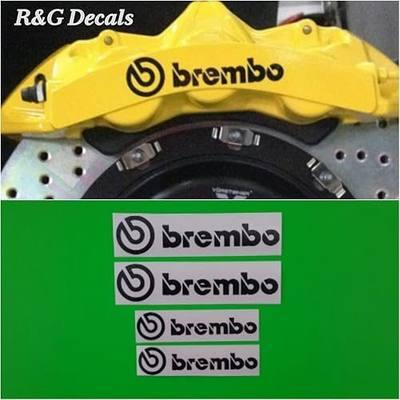 R&G Brembo 6 Piston & 4 Piston High Temp Brake Caliper Decal Sticker Set of 4 Decals + Instructions + Decal Surface Preparation Solution (Black)