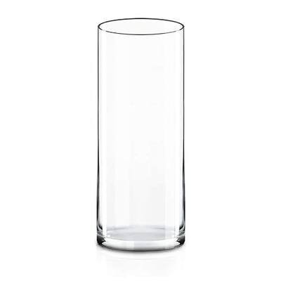 CYS Excel Clear Glass Cylinder Vase (H:12" D:4") | Multiple Size Choices Glass Flower Vase Centerpieces | Hurricane Floating Candle Holder