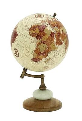 Deco 79 Contemporary Mango Wood Globe Globe, 8" x 8" x 14", Cream