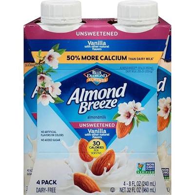 Almond Breeze, Dairy Free Almondmilk, Unsweetened Vanilla, 8 Ounce , Pack of 4
