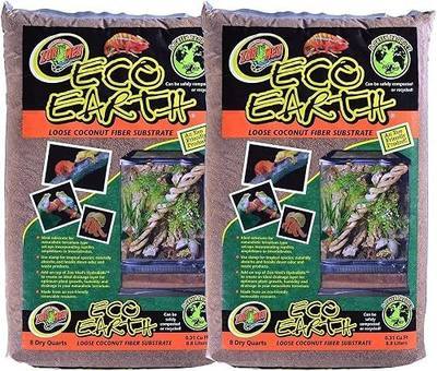 Zoo Med Eco Earth All-Natural Loose Coconut Fiber, Safely Composted, Tropical Substrate for Reptiles (8 Quarts, 2-Pack)