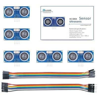 ELEGOO 5PCS HC-SR04 Ultrasonic Module Distance Sensor Compatible with Arduino UNO MEGA Nano Robot XBee ZigBee | Compatible with Arduino UNO, Compatible with MEGA R3, Compatible with Nano Robot, Compatible with XBee ZigBee