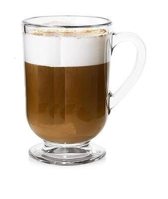 Chefcaptain Set Of 4 Footed Irish Coffee Glasses, 10 Oz Zero Lead Glass Cups, Irish Coffee Mugs, Dishwasher And Microwave Safe