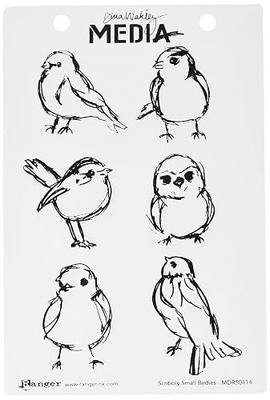 Ranger Dina Wakley Media Cling Stamps 6"X9", Scribbly Small Birdies