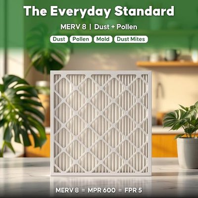 Aerostar 20x21x1 MERV 8 High Efficiency Pleated Air Filter, 6-Pack, Electrostatic AC Furnace HVAC Replacement, Captures Dust Pollen Pet Dander Mold Lint (19.875x20.875x0.75)