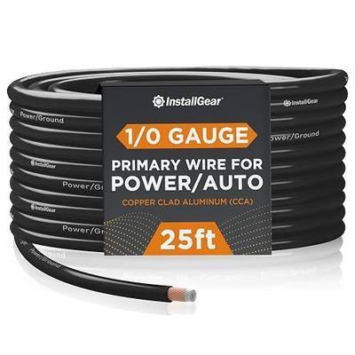 InstallGear 1/0 Gauge Wire (25ft) - Copper Clad Aluminum CAA Automotive Wire, Car Amplifier Power & Ground, Battery, Car Audio Speaker, RV Trailer Welding Cable