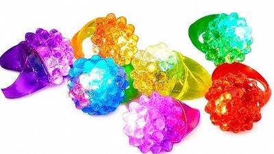 Novelty 72 ct Flashing LED Bumpy Rings Blinking Soft Jelly Glow By C&H®