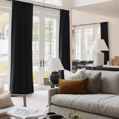 NICETOWN Black Velvet Blackout Curtains 96 inch Long for Living Room and Bedroom, Thermal Luxury Solid Heavy Rod Pocket Drapes/Window Treatments for Hall, Theater (2 Pieces, 52 W)