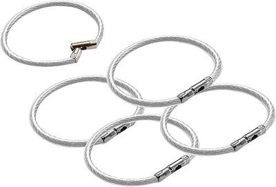 Lucky Line 5" Flex-O-Loc Cable Key Ring, Galvanized Steel, Corrosion-Resistant, Clear, 5 Pack (7111005)