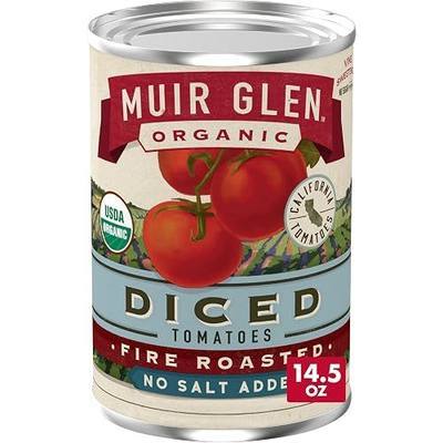Muir Glen Organic Diced Fire Roasted Canned Tomatoes, No Salt Added, 14.5 oz.