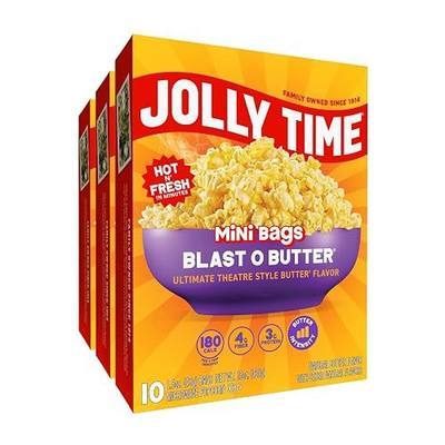 Jolly Time Blast O Butter, Ultimate Movie Theater Butter Microwave Popcorn, 1.5oz Personal Bag, 10 Bags Per Carton (Blast O Butter Minis, 1.5 Ounce (Pack of 30))