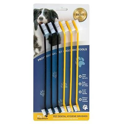 Pet Republique Dog Toothbrush Set of 6 – Dual Headed Dental Hygiene Brushes for Small to Large Dogs, Cats, and Most Pets