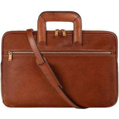 Time Resistance Slim Leather Briefcase - Italian Handmade Leather Computer Bag - Briefcase for Men and Women - Laptop Bag