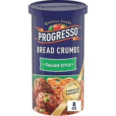 Progresso Italian Style Bread Crumbs, Cooking Ingredient, 8 oz | Medium-ground texture, Made with savory herb seasoning, Use as breading on vegetables or as a meatball binder