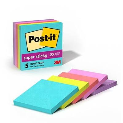 Post-it Super Sticky Notes, 3 x 3 in, Supernova Neons, 5 Pads | School Supplies and Office Supplies, 2X the Sticking Power