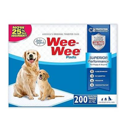 Four Paws Wee-Wee Superior Performance Unscented Puppy Pee Pads for Dogs & Puppies, Quilted Leak-Proof Dog Housebreaking Potty Training Floor Protection, Pet Supplies, 22" x 23", 200 Count