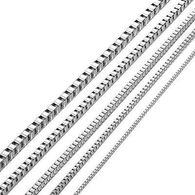 KissYan Stainless Steel 1mm to 3mm Box Chain Necklace For Unisex Adult 16 to 30 Inch Option