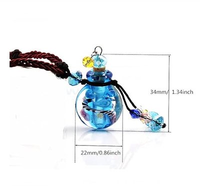 Blue Glazed Glass Aromatherapy Essential Oil Necklace Pendant Locket Jewelry Gift Package