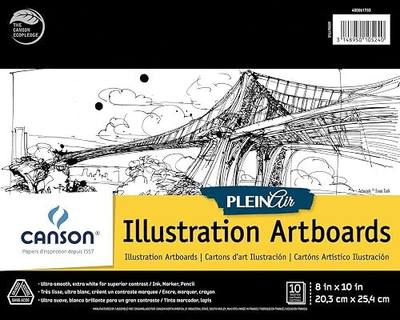 Canson Plein Air Artboards, White, 8" x 10", 10 Boards/Pad, 1 Pad | Rigid Illustration Artboards, Acid Free, Ultra Smooth, Extra White, Fold Over Cover