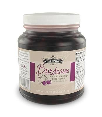 Royal Harvest Maraschino Northwest Noire Cherries with Stem, 72 Ounce | Made with Natural Ingredients | Non-GMO | Premium Dark Cherries