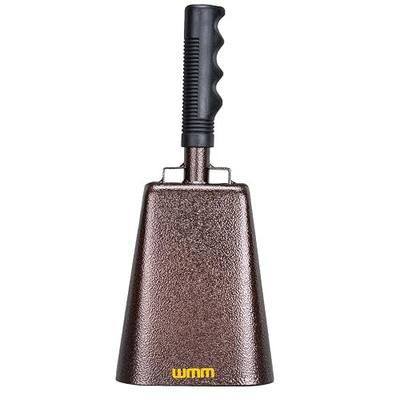 WMM 12 Inch Steel Cowbell with Handle Cheering Bell for Sports Events Large Solid School Bells & Chimes Percussion Musical Instruments Call Bell Alarm(Copper)