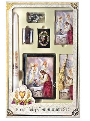 Boys Blessed Sacrament Deluxe First Communion Gift Box Set with Candle