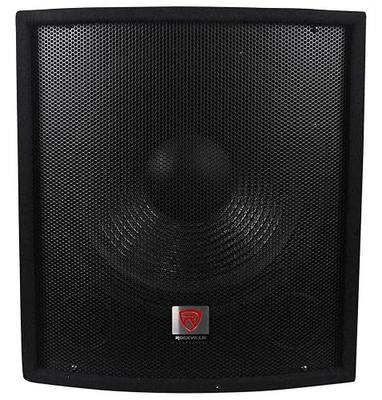 Rockville SBG1158 15" Passive Pro DJ Subwoofer, 800W Peak/400W RMS, 8 Ohm, MDF Cabinet, Pole Mount, Binding Post/SpeakON/1/4" Inputs, for DJs and Live Sound | 800W Peak / 400W RMS, 70 Oz Magnet, 3" Voice Coil, Ported Enclosure, SpeakON I/O, Steel Grille, Recessed Handles