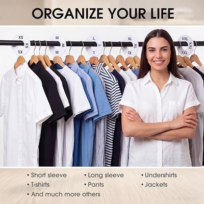 Blulu 10 Pack Clothing Rack Size Dividers Round Hangers Dividers