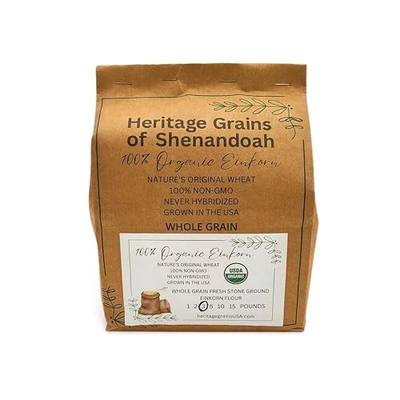 Organic Whole Grain Einkorn, Fresh Stone-Ground & USA Grown, Heritage Grains of Shenandoah- great for gluten issues (Fresh Ground Flour, 3 lb.)