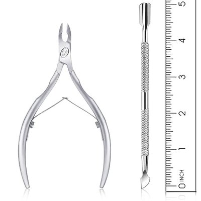Cuticle Nipper with Cuticle Pusher-Professional Grade Stainless Steel Cuticle Remover & Cutter-Durable Manicure and Pedicure Tool-Beauty Tool Perfect for Fingernails and Toenails