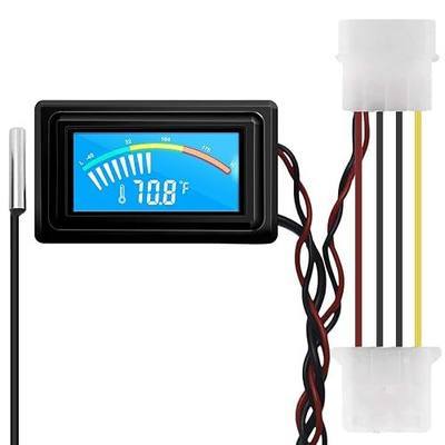 KETOTEK Digital Thermometer Temperature Meter Gauge Waterproof Sensor Probe Aquarium Car PC case Incubator Temp Meter 4 Pin Power Supply Celsius/Fahrenheit LCD Display