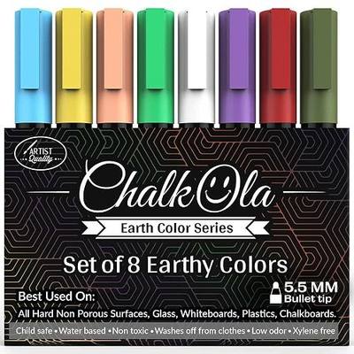 Chalkola 8 Pastel Liquid Chalk Markers for Blackboard, Chalkboard Signs, Window, Labels, Bistro, Glass, Car - Washable Wet Wipe Ink ChalkBoard Markers | 6mm Reversible Tip, Erasable Liquid Chalk Pens