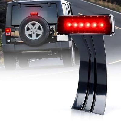 High Mount LED 3rd Brake Light Compatible with 2007-2018 Jeep JK Smoke Lens | Brighter, IP68 Waterproof, PC Material, ABS Plastic, Plug N Play