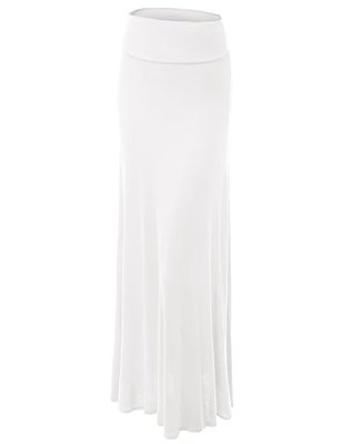 Lock and Love Women's Casual High Waist Solid/Tie Dye Fold Over Flowy Long Maxi Skirt