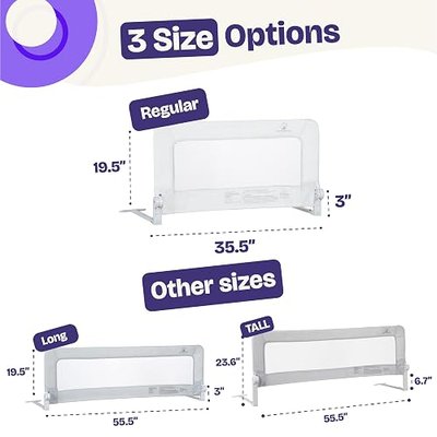 ComfyBumpy 1-Pack Bed Rail for Toddlers 35.5" L x 19.5" H | Toddler Bed Rails for Twin, Full & Toddler Mattress Size | Swing Down Rail Guard | Mattress Side Rail for Kids | White