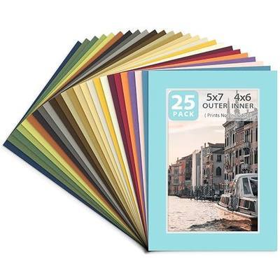 Golden State Art, Acid Free Pack of 25 Mix 5x7 Photo Mats Mattes Matting with White Core Bevel Cut for 4x6 Pictures in Premier