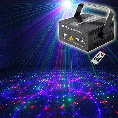 SUNY Stage Lights 12 Gobos in Blue Red Party Light Green Stars Mixed Effect Stage Lighting Party Music Show Projector Remote Control Sound Activated Dance Home Decoration Xmas Holiday DJ Light Show